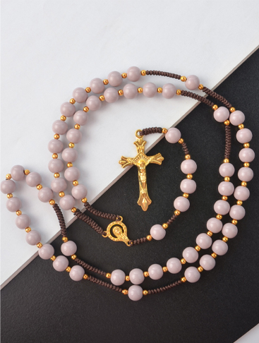 Catholic Jewelry Acrylic Bead Prayer Cross Pendant Necklace