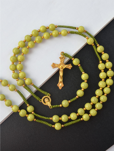 Catholic Jewelry Acrylic Bead Prayer Cross Pendant Necklace