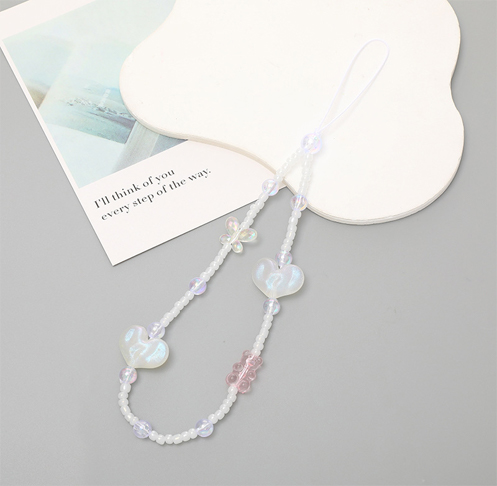 pearl small flower pendant beaded mobile phone chain pearl small flower pendant beaded mobile phone chain