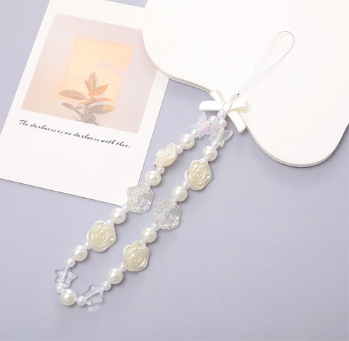 pearl small flower pendant beaded mobile phone chain pearl small flower pendant beaded mobile phone chain