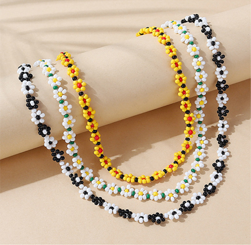 sweet and romantic glass seed beads collarbone neckalce chain