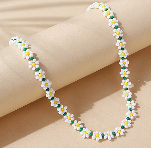 sweet and romantic glass seed beads collarbone neckalce chain