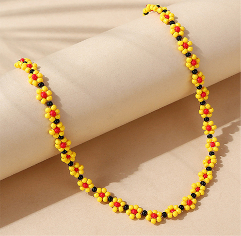 sweet and romantic glass seed beads collarbone neckalce chain