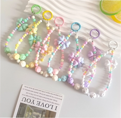 Candy Color Acrylic Bead Bow Beaded Phone Chain