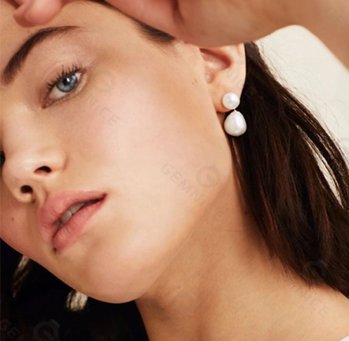 Pearl Drop Button Pearl Earrings For Women